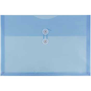 JAM Paper Plastic Envelopes with Button &amp; String Tie Closure, Legal Booklet, 9 3/4&quot; x 14 1/2&quot;, Blue, 12/PK