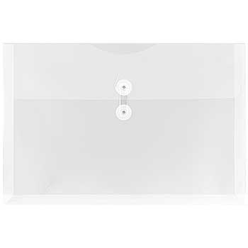 JAM Paper Plastic Envelopes with Button &amp; String Tie Closure, Legal Booklet, 9 3/4&quot; x 14 1/2&quot;, Clear, 12/PK