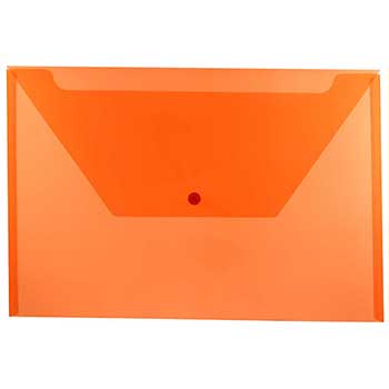 JAM Paper Plastic Envelopes with Snap Closure, Legal Booklet, 9 3/4&quot; x 14 1/2&quot;, Orange, 12/PK