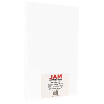 JAM Paper Strathmore Paper, Wove, 24 lb, 8.5&quot; x 14&quot;, Bright White, 100 Sheets/Pack