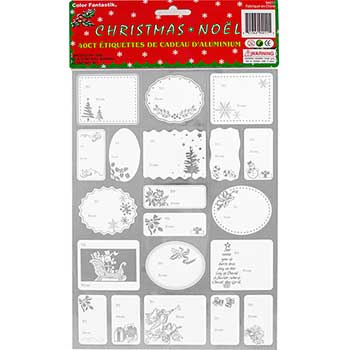 JAM Paper To/From Christmas Gift Tag Stickers, Silver Foil, 40 Labels