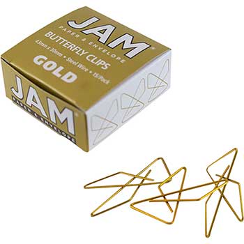 JAM Paper Colorful Butterfly Paper Clips, Gold, 15 Paper Clips