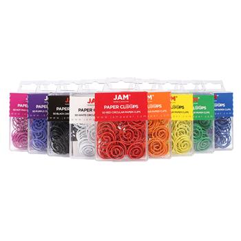 JAM Paper Paper Clips, Circular Papercloops, Assorted, 9/Pack