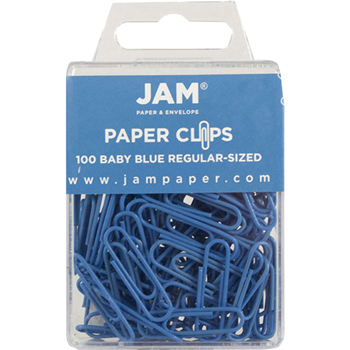 JAM Paper Paper Clips, Regular Size, Baby Blue, 100/Pack