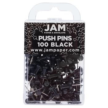 JAM Paper Pushpins, Black, 100/Pack