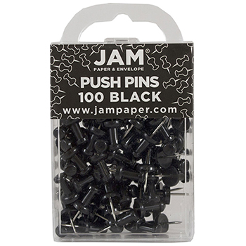 JAM Paper Colorful Push Pins, Black, 2/PK