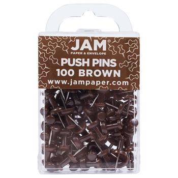 JAM Paper Pushpins, Chocolate Brown, 100/Pack