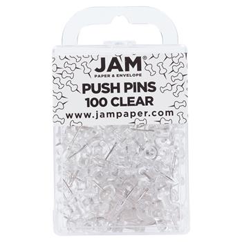 JAM Paper Pushpins, Clear, 100/Pack