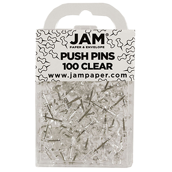 JAM Paper Colorful Push Pins, Clear, 2/PK