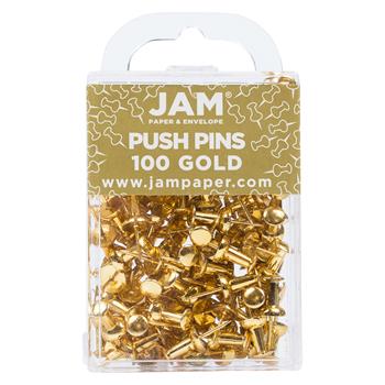 JAM Paper Pushpins, Gold, 100/Pack