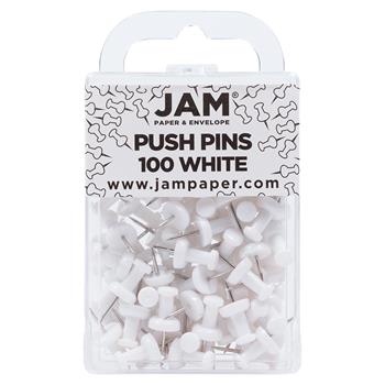 JAM Paper Pushpins, White, 100/Pack