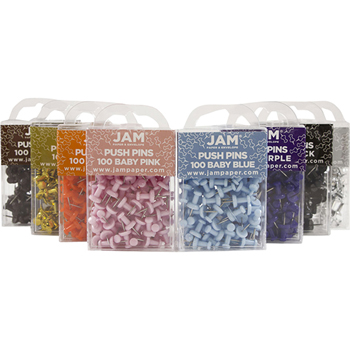 JAM Paper Pushpins, Assorted, 8 Packs, 100/Pack