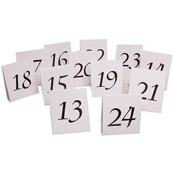JAM Paper Table Number Tent Cards, White and Black #13, #24, 12 Cards and Envelopes