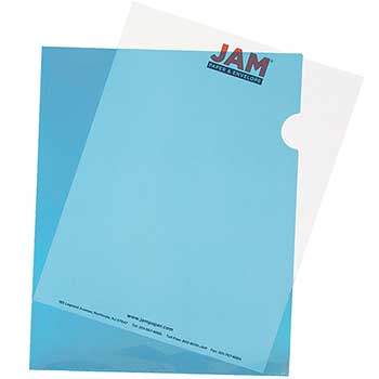JAM Paper Plastic Sleeves, 9&quot; x 11 1/2&quot;, Blue, 12/PK