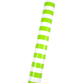 JAM Paper Jumbo Wrapping Paper, Lime Green &amp; White Stripe, 40 sq. ft. Roll