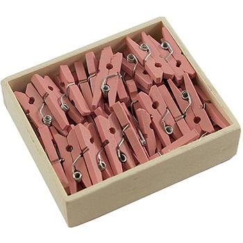 JAM Paper Wood Clothespins, 7/8&quot;, Pink, 50/PK