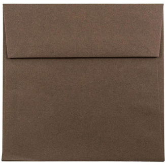 JAM Paper 5 1/2&quot; x 5 1/2&quot; Square Premium Invitation Envelopes, Chocolate Brown Recycled, 25/PK