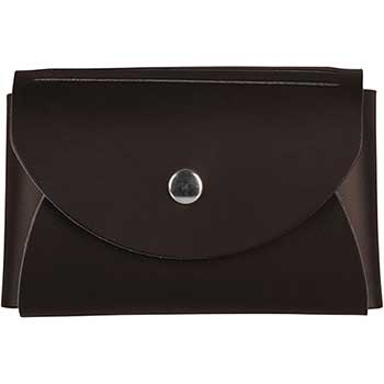JAM Paper Italian Leather Business Card Holder Case with Round Flap, Dark Brown