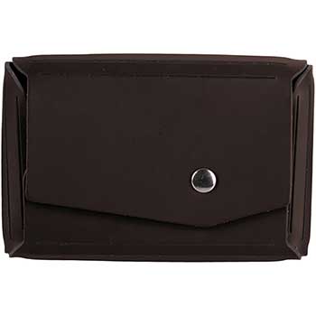 JAM Paper Italian Leather Business Card Holder Case with Angular Flap, Dark Brown