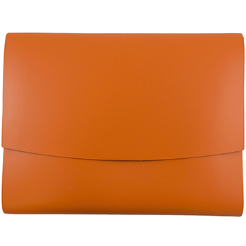 JAM Paper Italian Leather Portfolio with Snap Closure, 10 1/2&quot; x 13&quot; x 3/4&quot;, Orange