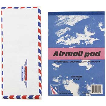JAM Paper Airmail Stationery Set, 8.5&quot; x 11&quot;, Red/White/Blue, 22 Paper Sheets &amp; 25 Envelopes