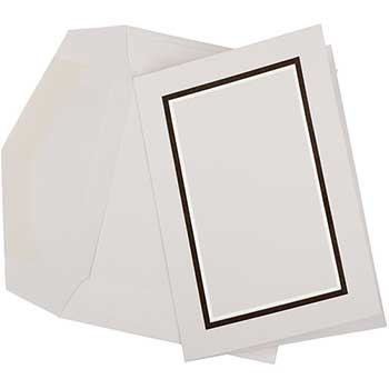 JAM Paper Fold Over Cards &amp; Envelopes Stationery Kit, 3.38&quot; x 4.75&quot;, White with Black Border, 100 Sheets/Pack