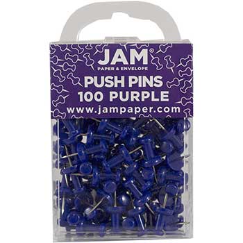 JAM Paper Colorful Pushpins, Purple, 100/PK