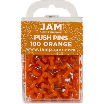 JAM Paper Colorful Pushpins, Orange, 100/PK