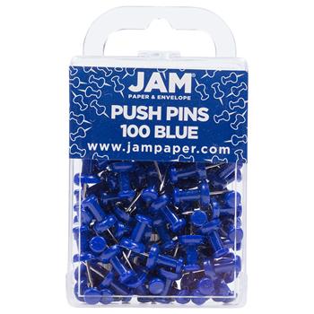 JAM Paper Pushpins, Blue, 100/Pack