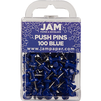 JAM Paper Colorful Push Pins, Blue, 100/Box, 2 BX/PK