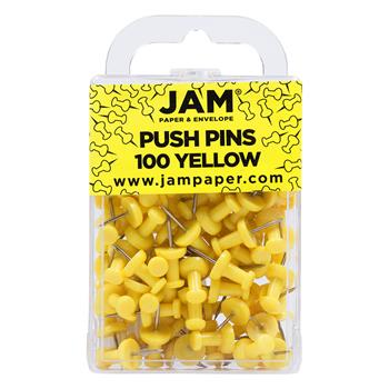 JAM Paper Pushpins, Yellow, 100/Pack