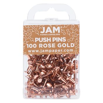 JAM Paper Pushpins, Rose Gold, 100/Pack