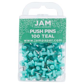 JAM Paper Pushpins, Teal, 100/Pack