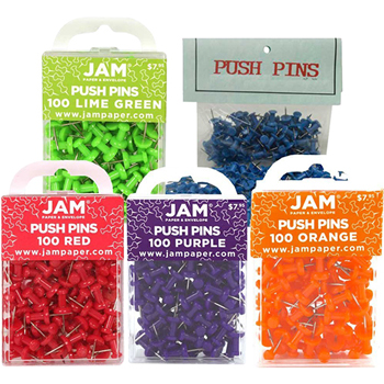 JAM Paper Pushpins, Assorted, 500/Pack