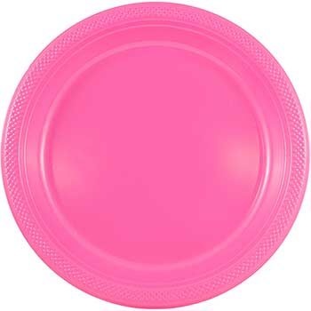 JAM Paper Bulk Round Party Plates, Plastic, 7&quot;, Fuchsia Hot Pink, 200 Plates/Pack