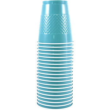 JAM Paper Cups, 12 oz, Plastic, Sea Blue, 20/Pack