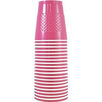 JAM Paper Cups, 12 oz, Plastic, Pink, 20/Pack