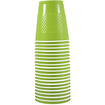 JAM Paper Bulk Plastic Cups - 12 oz - Lime Green - 200 Cups/Case