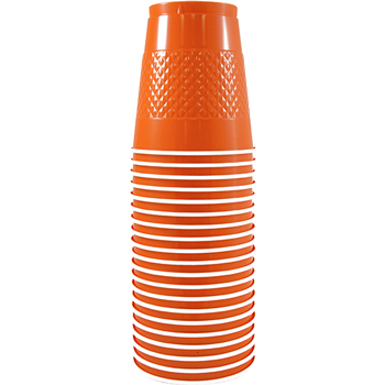 JAM Paper Bulk Plastic Cups - 12 oz - Orange - 200 Cups/Case