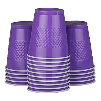 JAM Paper Party Cups, 12 oz, Plastic, Purple, 200/Box