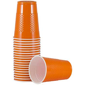JAM Paper Plastic Party Cups, 16 oz., Orange, 20/PK