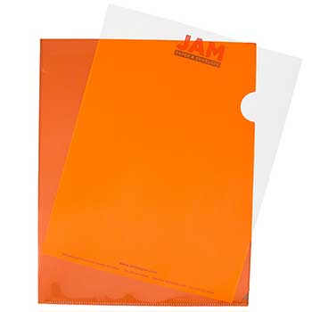 JAM Paper Plastic Sleeves, 9&quot; x 11 1/2&quot;, Orange, 12/PK