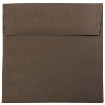JAM Paper Premium Invitation Envelopes, Chocolate 6 1/2&quot; x 6 1/2&quot;, Brown, Recycled, 25/PK