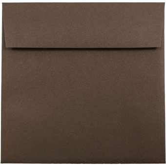 JAM Paper Square Premium Invitation Envelopes, 7 1/2&quot; x 7 1/2&quot;, Chocolate Brown, Recycled, 25/PK