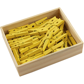 JAM Paper Wood Clothespins, 1 1/8&quot;, Yellow, 50/PK