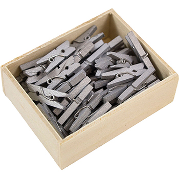 JAM Paper Wood Clothespins, 7/8&quot;, Silver, 50/PK