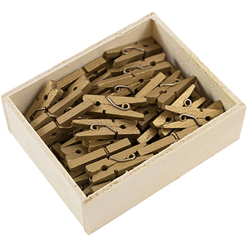 JAM Paper Wood Clothespins, 7/8&quot;, Gold, 50/PK