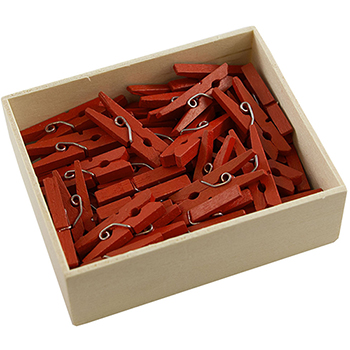 JAM Paper Wood Clothespins, 1 1/8&quot;, Red, 50/PK