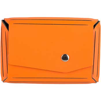 JAM Paper Italian Leather Business Card Holder Case with Angular Flap, Orange