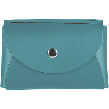 JAM Paper Italian Leather Business Card Holder Case with Round Flap, Teal Blue, 100/PK